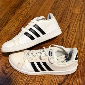 Adidas Classic White and Black Striped Shoes